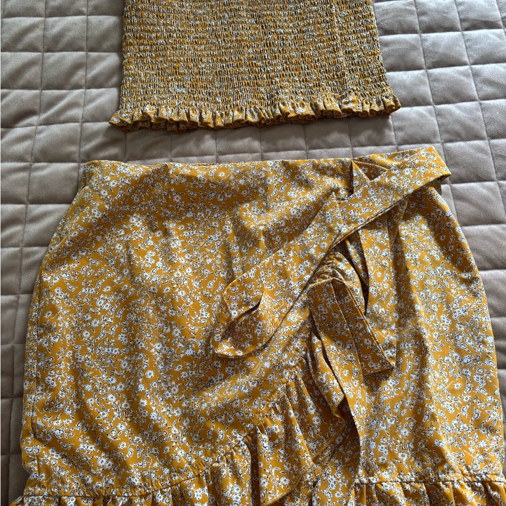 Floral Yellow Mini Skirt